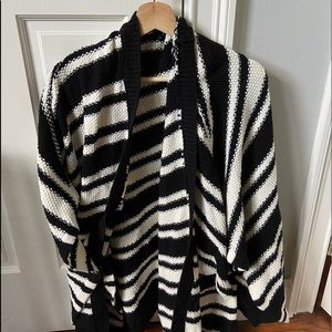 Black and White Striped Cardigan